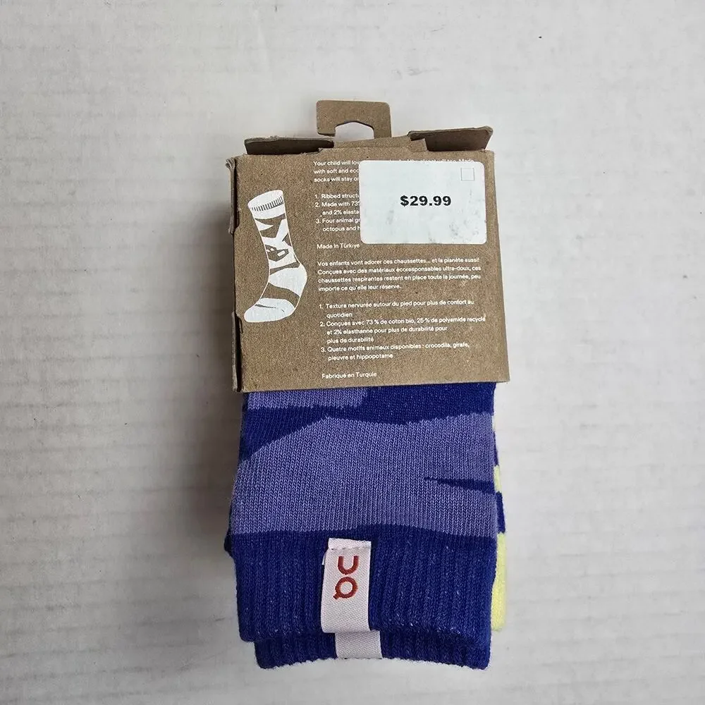 On Running Kids Crew Socks Size S/9.5-12.5/EU26-30 4pk Blueberry Flame